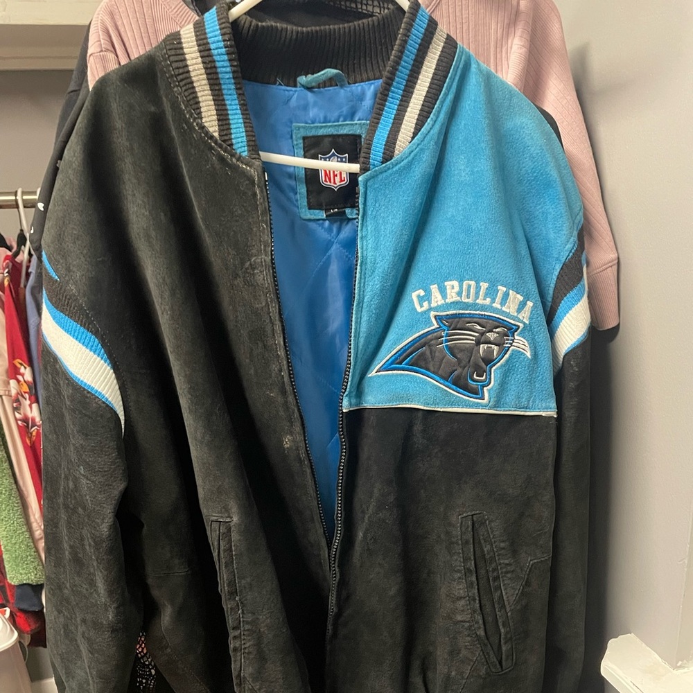 VINTAGE 90s Carolina Panthers bomber suede jacket - NFL licensed